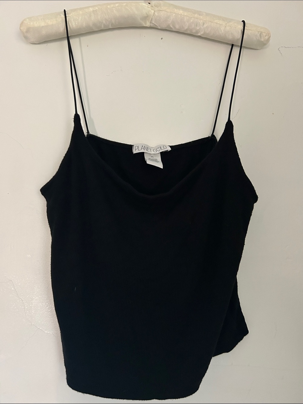 Planet Gold Black Cowl-Neck Spaghetti Strap Camisole